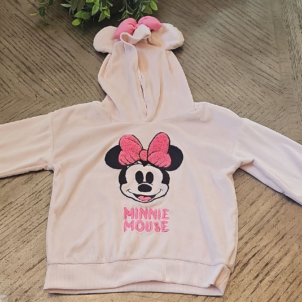 Disney Minnie Mouse Pink Velour Hoodie Size 6